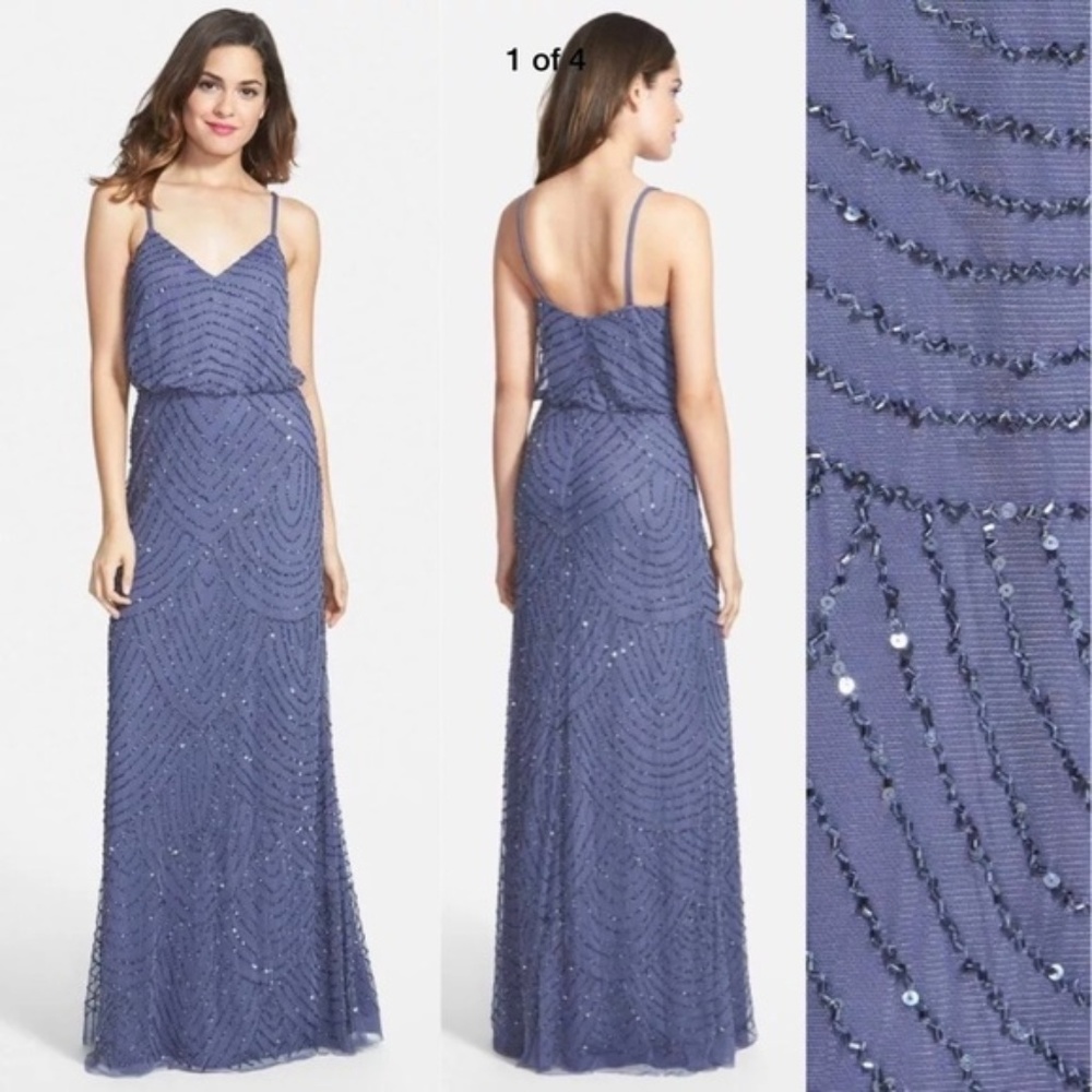 New Adrianna Papell beaded blouson Art Deco gown 6